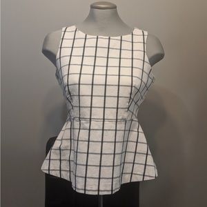 Banana Republic windowpane check peplum top